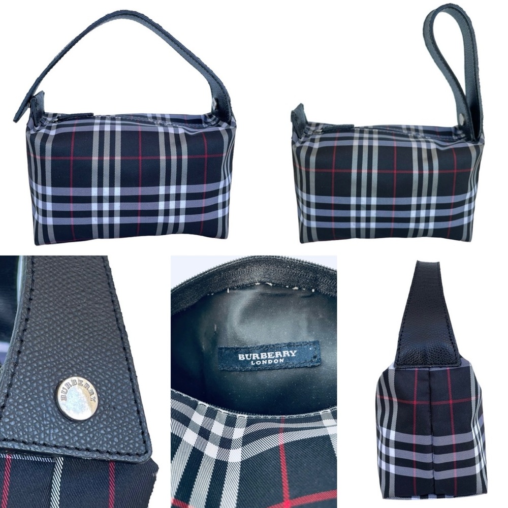Burberry Vintage Black Check Plaid Minibag Handbag/Convertible Clutch/Baguette